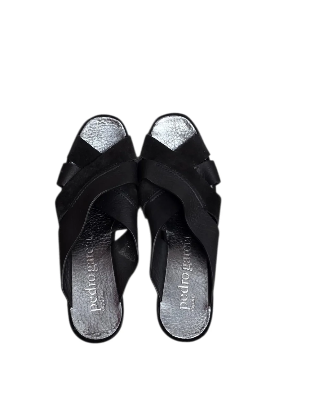 Pedro Garcia Black Leather Wedge Slide EUC